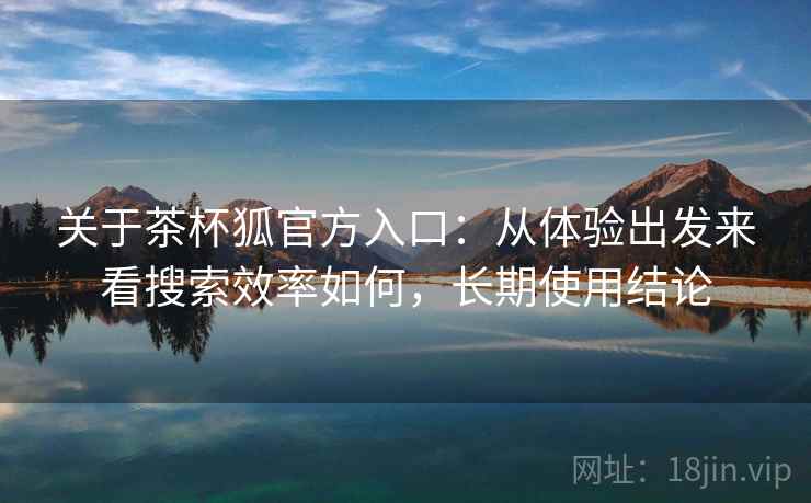 关于茶杯狐官方入口：从体验出发来看搜索效率如何，长期使用结论